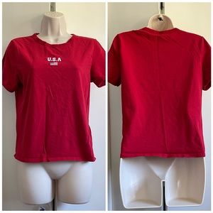 H&M Divided Women’s Size L Red Short Sleeve Crop Top